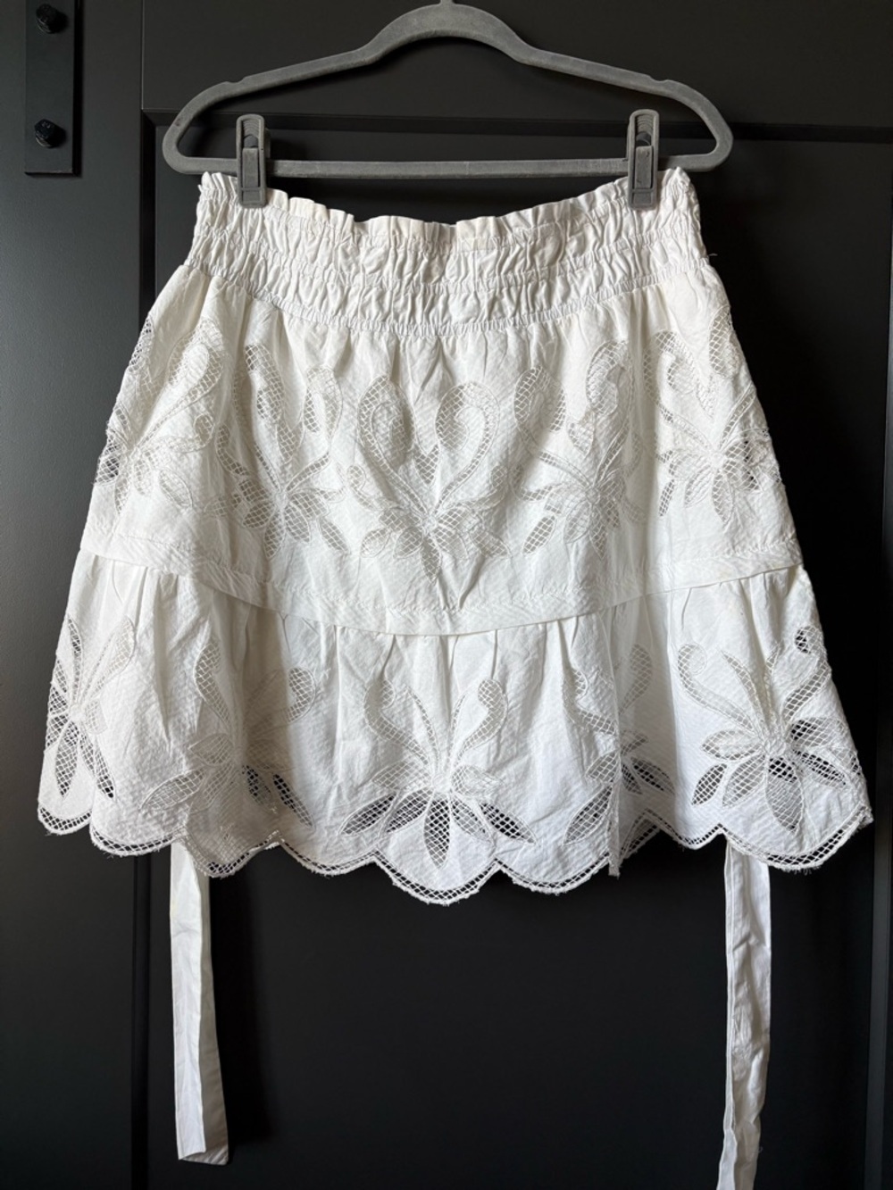 NWT Anthropologie White Eyelet Tiered Mini Skirt